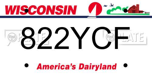 822YCF Wisconsin License Plate