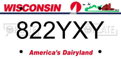 822YXY Wisconsin License Plate