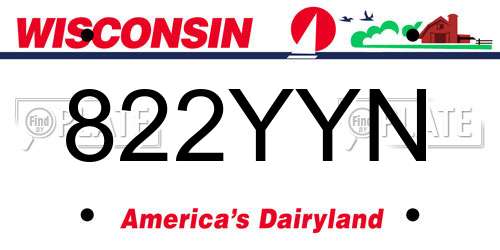 822YYN Wisconsin License Plate