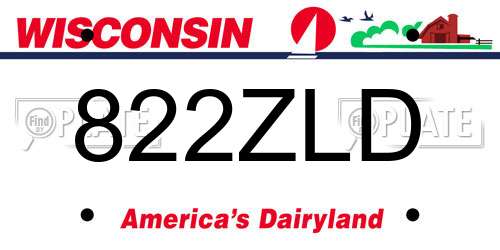822ZLD Wisconsin License Plate