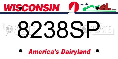 8238SP Wisconsin License Plate