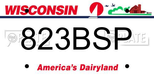 823BSP Wisconsin License Plate