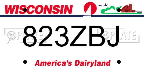 823ZBJ Wisconsin License Plate