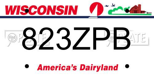 823ZPB Wisconsin License Plate