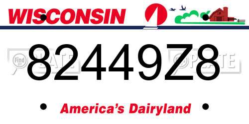 82449Z8 Wisconsin License Plate