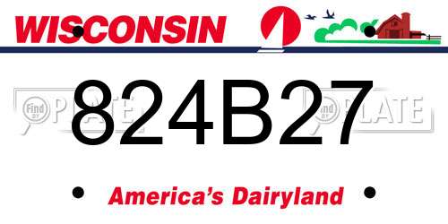 824B27 Wisconsin License Plate