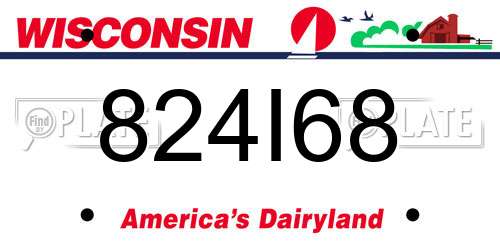824I68 Wisconsin License Plate