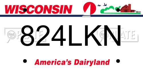824LKN Wisconsin License Plate