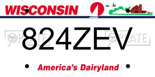 824ZEV Wisconsin License Plate