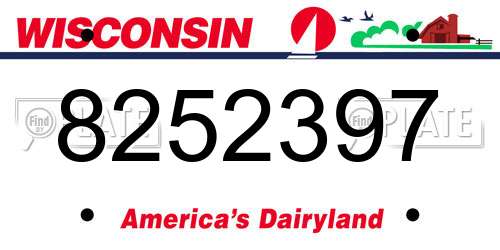 8252397 Wisconsin License Plate
