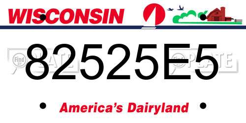 82525E5 Wisconsin License Plate