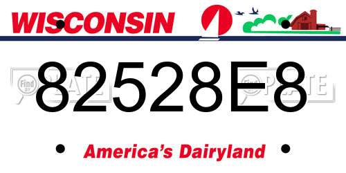 82528E8 Wisconsin License Plate