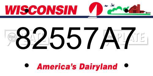 82557A7 Wisconsin License Plate