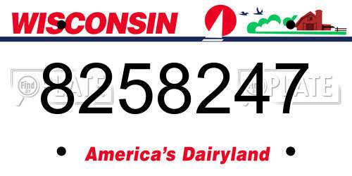 8258247 Wisconsin License Plate
