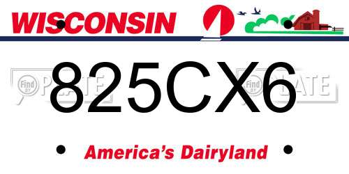 825CX6 Wisconsin License Plate