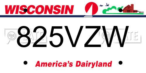 825VZW Wisconsin License Plate