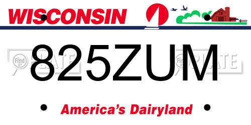 825ZUM Wisconsin License Plate