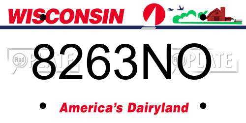 8263NO Wisconsin License Plate