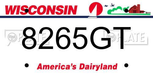 8265GT Wisconsin License Plate