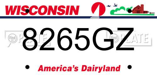 8265GZ Wisconsin License Plate