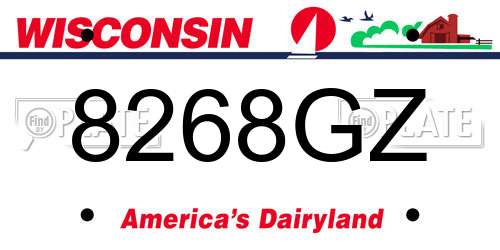 8268GZ Wisconsin License Plate