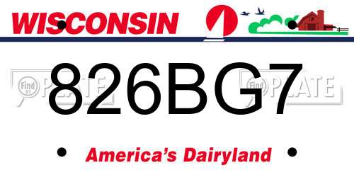 826BG7 Wisconsin License Plate