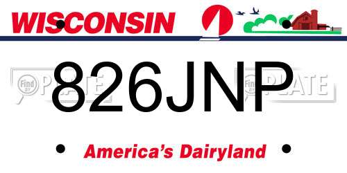 826JNP Wisconsin License Plate