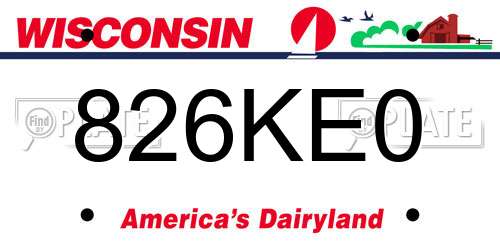 826KE0 Wisconsin License Plate