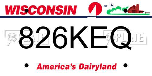 826KEQ Wisconsin License Plate