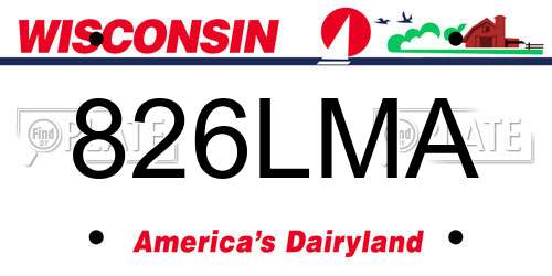 826LMA Wisconsin License Plate