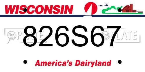 826S67 Wisconsin License Plate