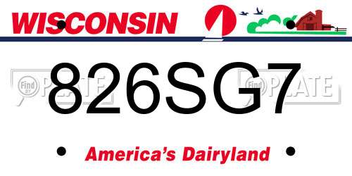 826SG7 Wisconsin License Plate