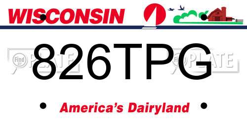 826TPG Wisconsin License Plate