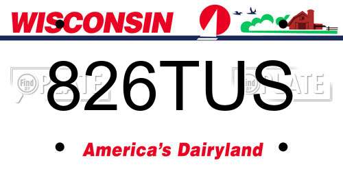 826TUS Wisconsin License Plate