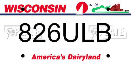 826ULB Wisconsin License Plate