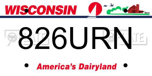 826URN Wisconsin License Plate