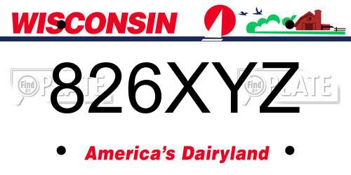 826XYZ Wisconsin License Plate