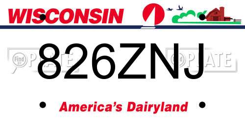 826ZNJ Wisconsin License Plate