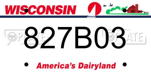 827B03 Wisconsin License Plate
