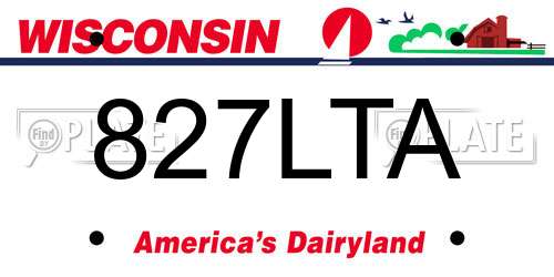 827LTA Wisconsin License Plate
