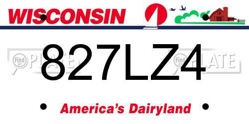 827LZ4 Wisconsin License Plate