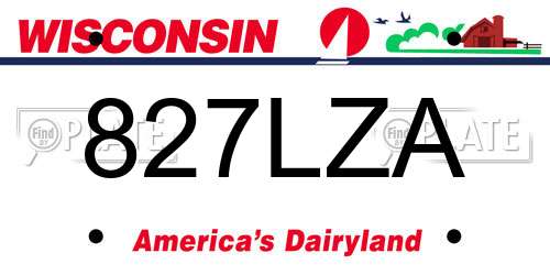 827LZA Wisconsin License Plate