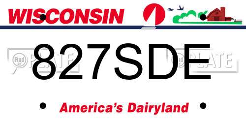 827SDE Wisconsin License Plate