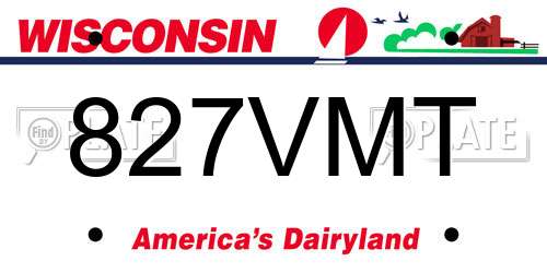 827VMT Wisconsin License Plate