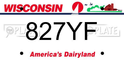 827YF Wisconsin License Plate