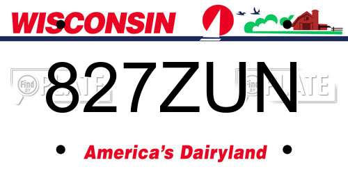 827ZUN Wisconsin License Plate