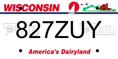 827ZUY Wisconsin License Plate