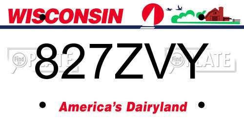 827ZVY Wisconsin License Plate