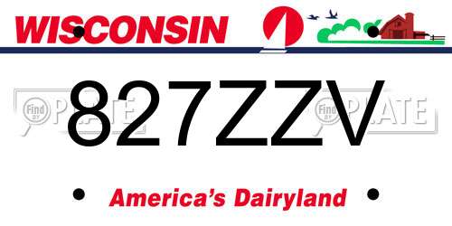 827ZZV Wisconsin License Plate