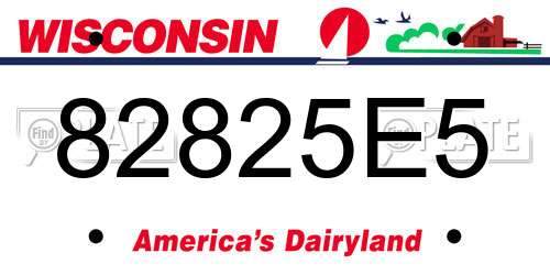 82825E5 Wisconsin License Plate